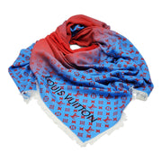 Louis Vuitton LV Logo Multicolor Wool Oversized Scarf Blue/Red M78715