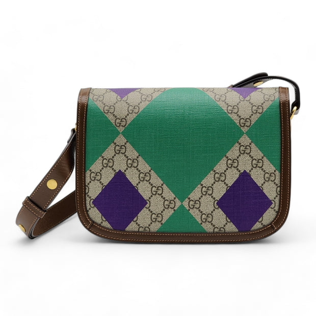 Gucci GG Supreme Monogram Geometric Horsebit 1955 Shoulder Bag