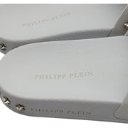 Philipp Plein Flat Gummy Gothic Plein Studded Slides in White 41