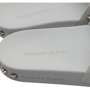 Philipp Plein Flat Gummy Gothic Plein Studded Slides in White