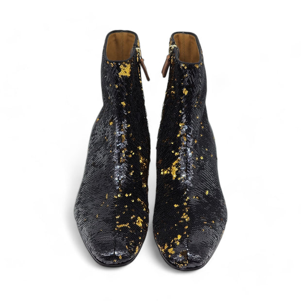 Christian Louboutin Paillettes Disco 70s Ankle Boots in Black Gold 41.5