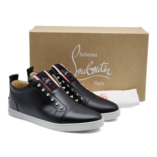 Christian Louboutin Men's F.A.V. Fique A Vontade Leather Slip On Sneakers in Black 44