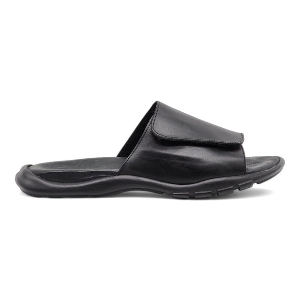 Zegna Leather Slides in Black