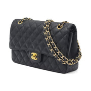 Chanel CC Classic Double Flap Caviar Chain Shoulder Bag in Black