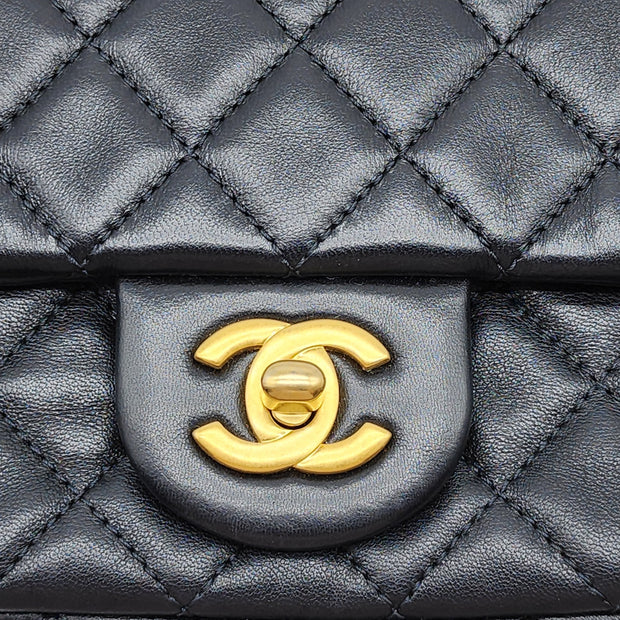 Chanel Quilted Lambskin Leather Pearl Crush Mini Flap Bag in Black