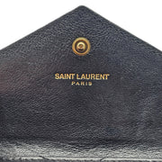 Saint Laurent Matelasse Chevron Small Monogram Wallet in Black