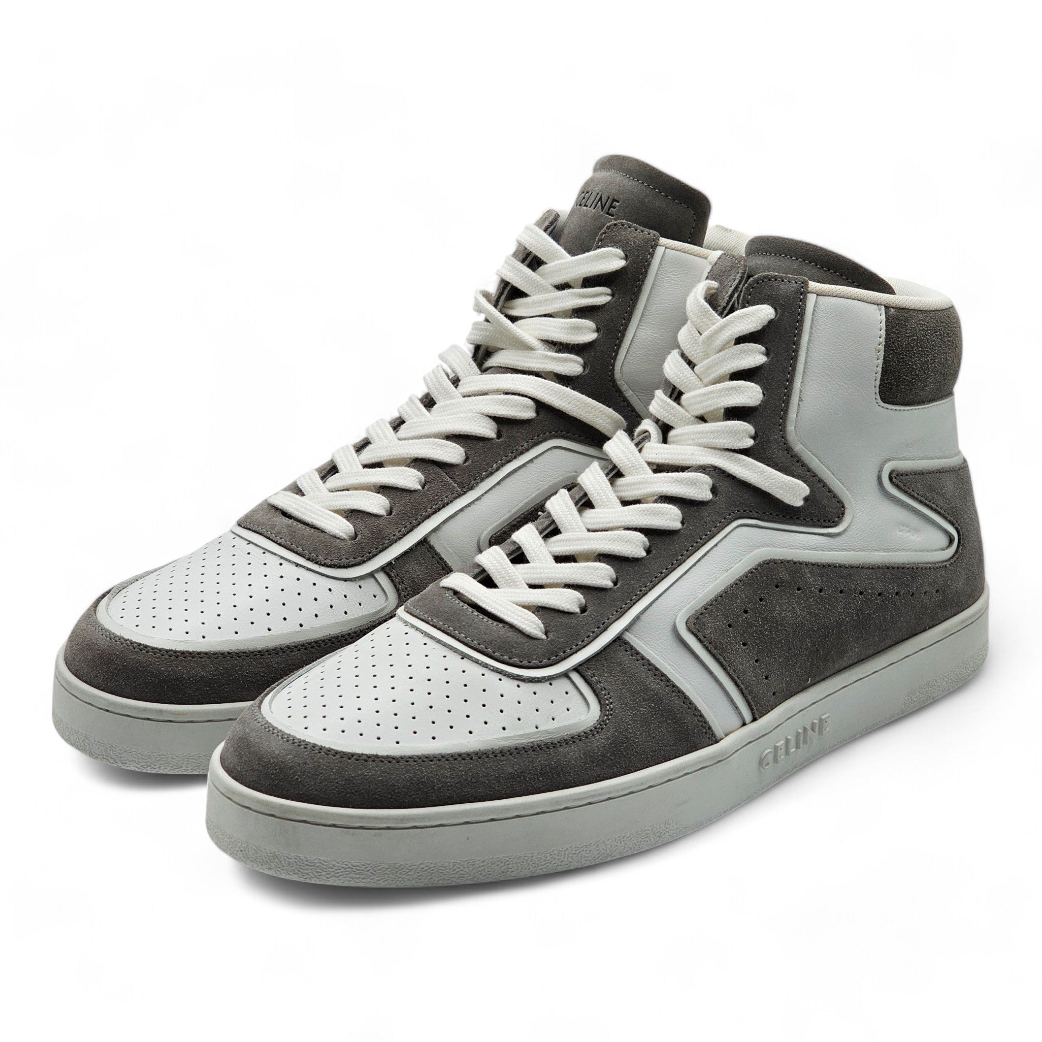 Celine CT-01 High Top Sneakers in White and Gray EU 46 / US