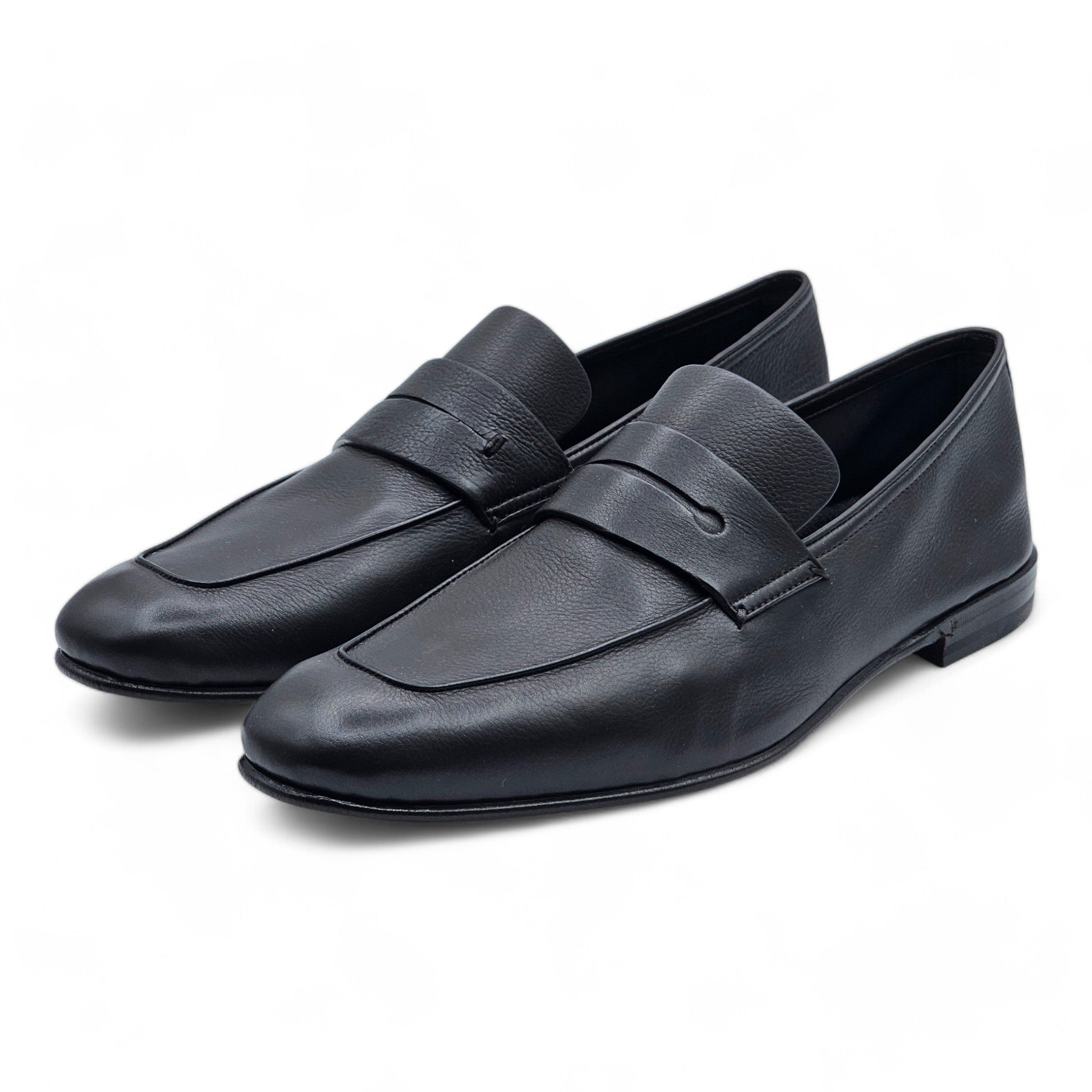 Mens Zegna Black Leather-Cashmere L\'asola Secondskin Penny Loafers Size 10.5 M‎ ZEGNA L main image 4