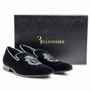 Billionaire Velvet Loafers Crest  in Black