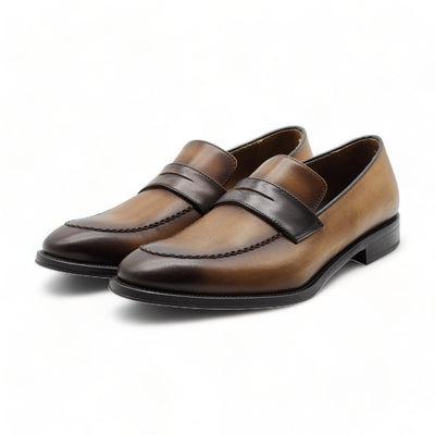 Bruno Magli Arezzo Burnished Leather Penny Loafer in Brown