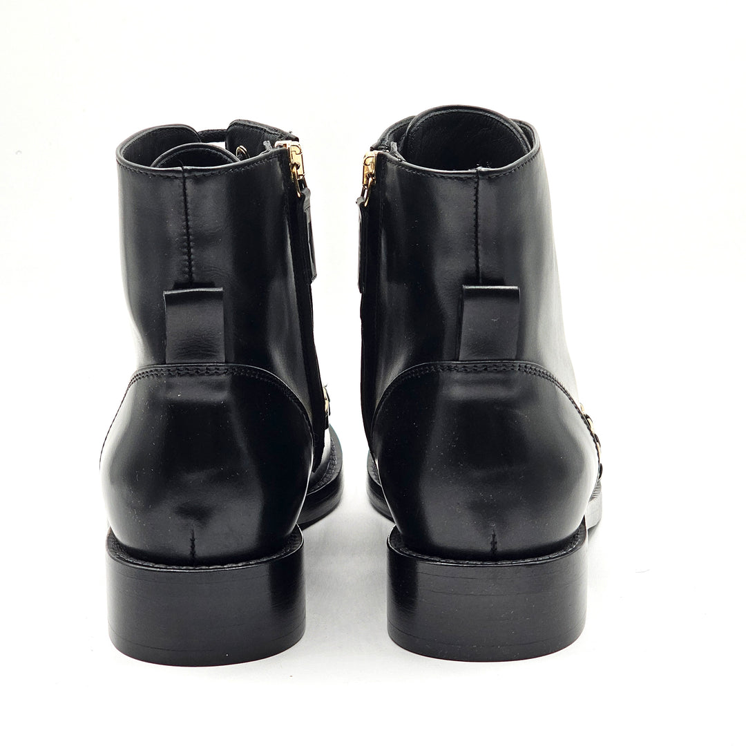 Salvatore Ferragamo Theodore Leather Combat Boots Black EU 34.5 / US 4.5