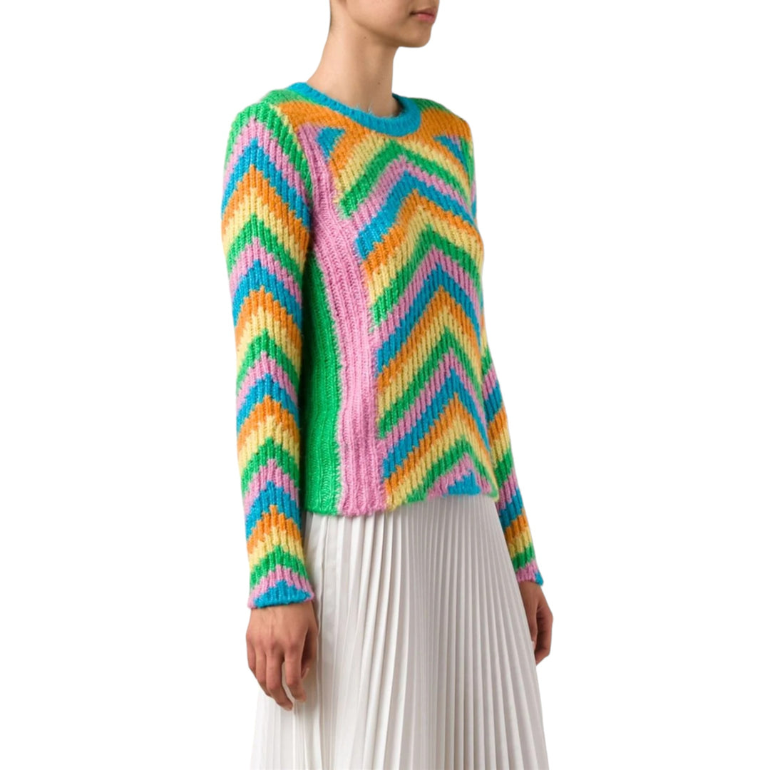 Valentino 1973 Rainbow Chevron Psychedelic Sweater - Multicolor - Medium