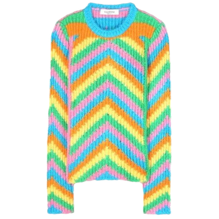 Valentino 1973 Rainbow Chevron Psychedelic Sweater - Multicolor - Medium