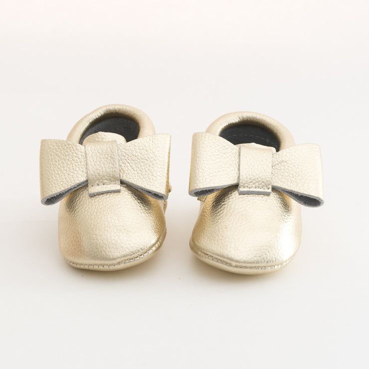 Ribbon Baby Leather Moccasins Gold Mine