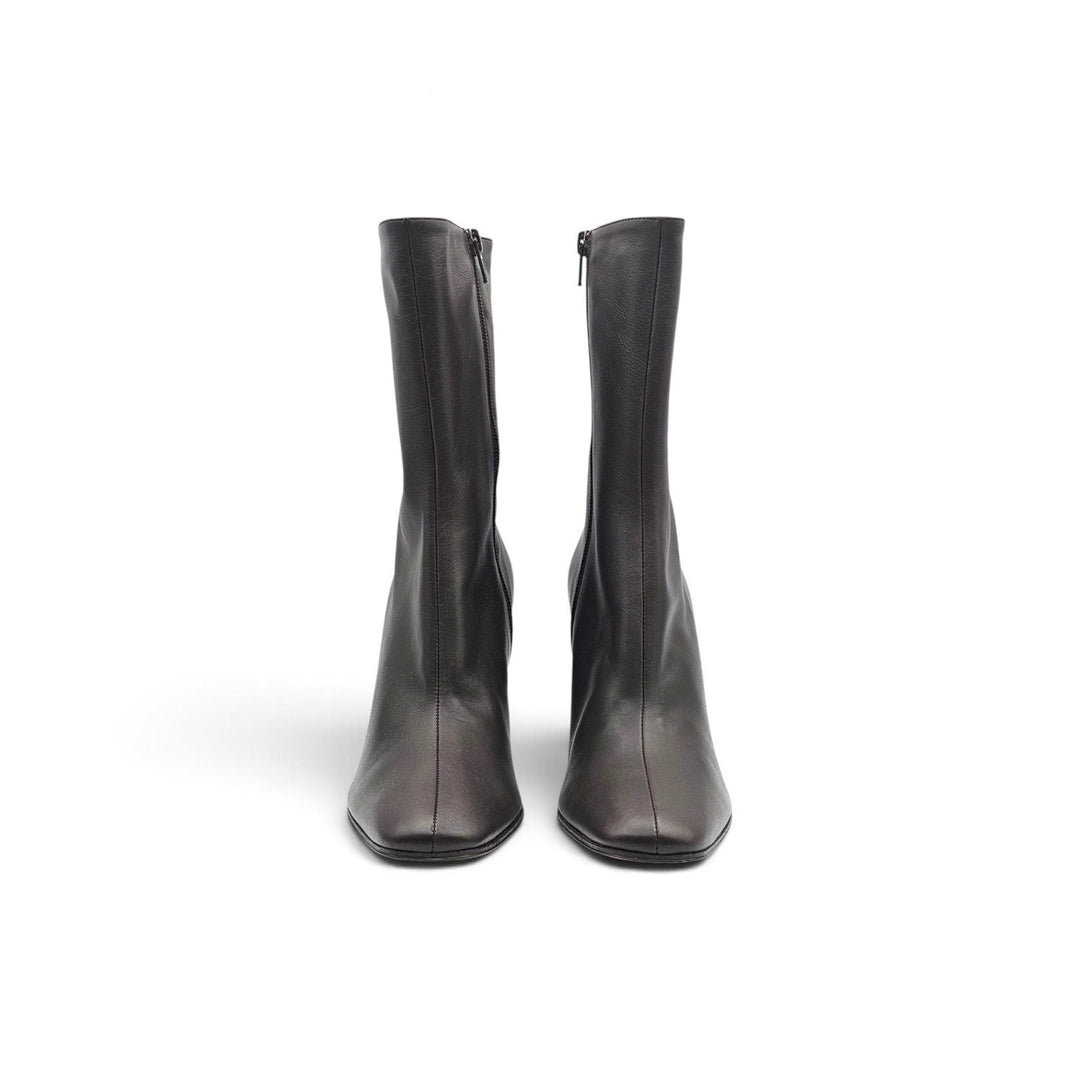 The Row Mona 80 Women's Leather Mid-Calf Boots Dark Brown EU 38 US 8 NWOB $3000