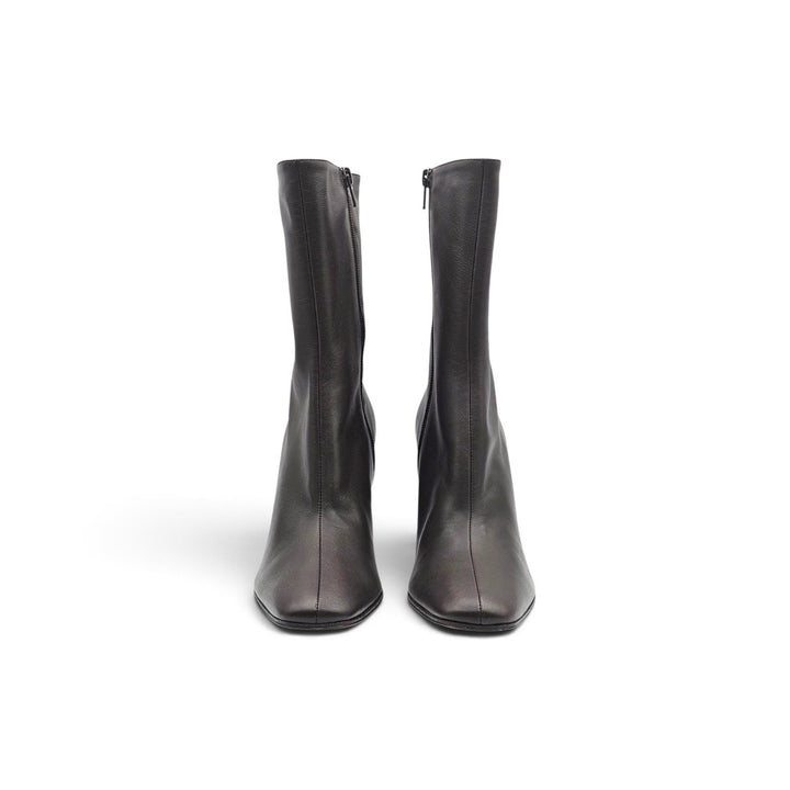 The Row Mona 80 Women's Leather Mid-Calf Boots Dark Brown EU 38 US 8 NWOB $3000