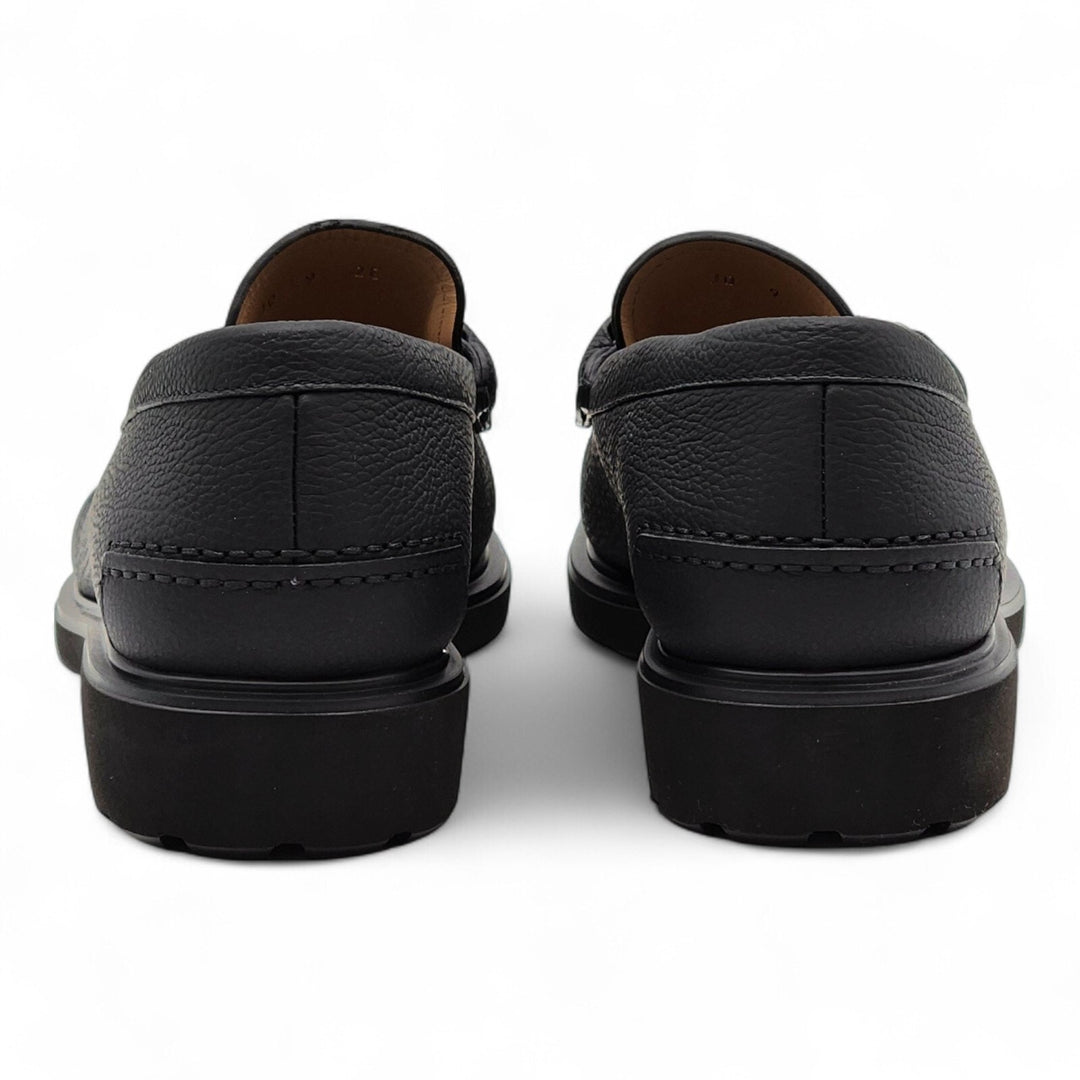 Salvatore Ferragamo Glasgow Calfskin Leather Loafers Black 11 EE US 12