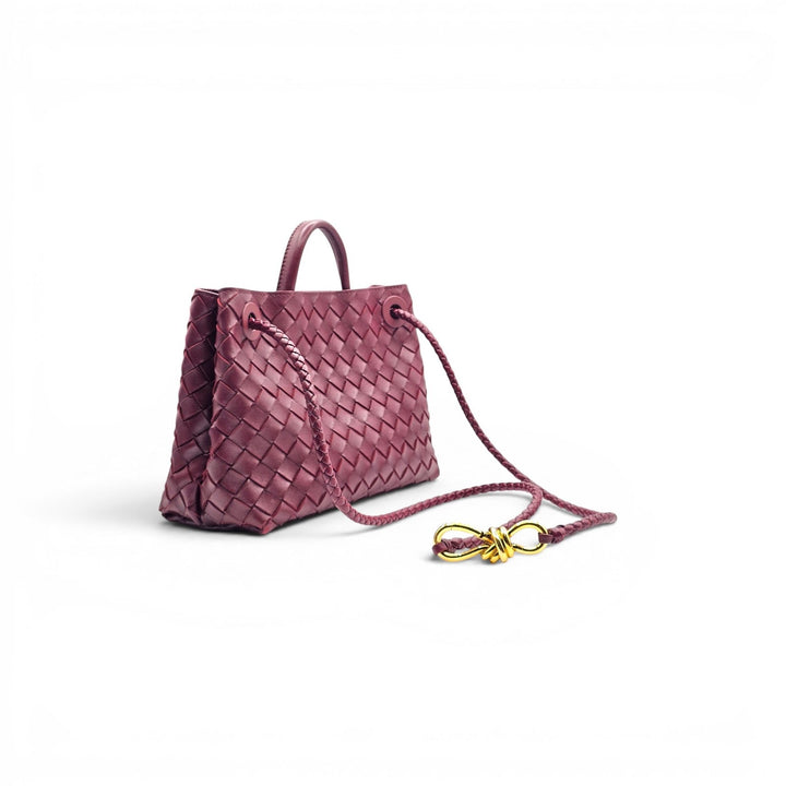 Bottega Veneta Small Andiamo Shoulder Bag Intrecciato Leather Burgundy