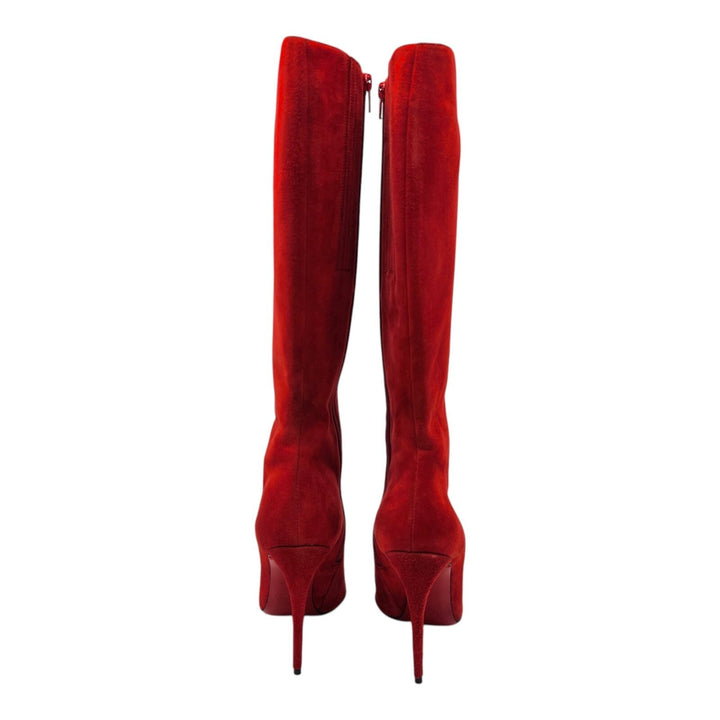 Christian Louboutin Armurabotta Suede Knee-High Boots Red EU 38 US 7.5