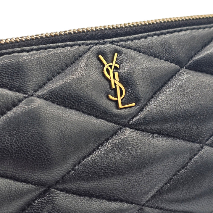 Saint Laurent Mini Sade Quilted Lambskin Leather Tube Bag YSL Monogram Black