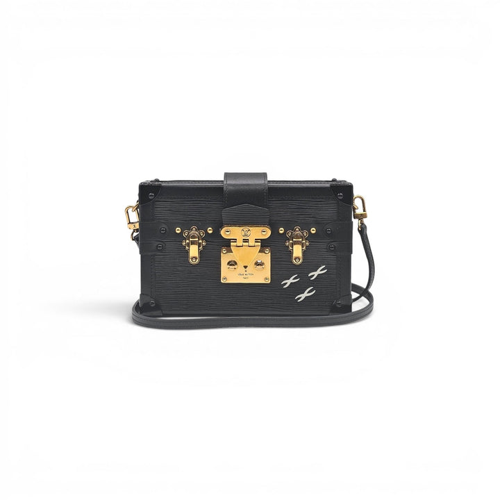 Louis Vuitton Epi Petite Malle Trunk Clutch Shoulder Bag Black