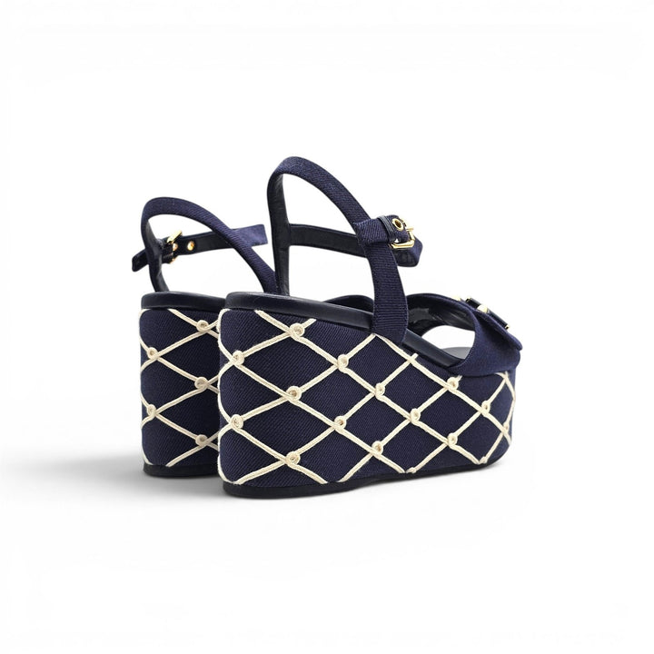 Louis Vuitton Shake Navy Denim Platform Wedge Sandals EU 36 US 6 - NWB $1280