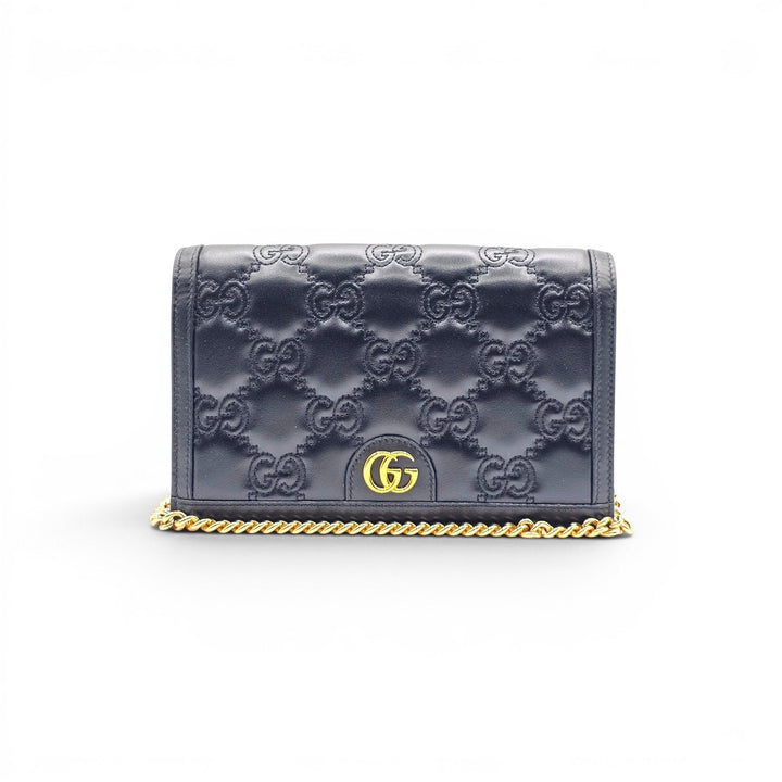 Gucci GG Marmont Leather Wallet on Chain WOC Shoulder Bag in Black