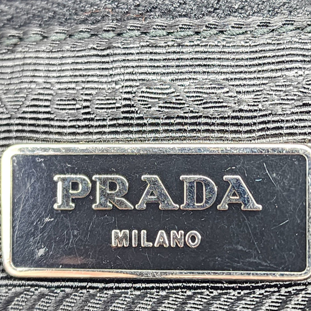 Prada Unisex Triangle Logo Nylon and Leather Crossbody Shoulder Bag Black