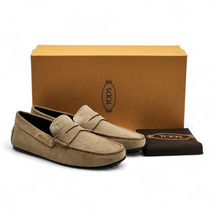 Tod's Mocassino City Gommino Penny Suede Loafers Brown UK 7.5 US 9