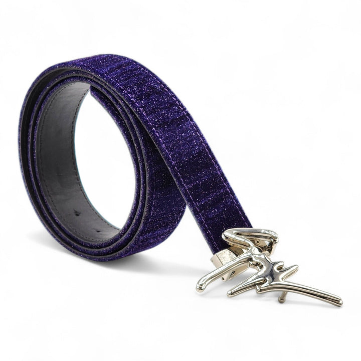 Giuseppe Zanotti Logo Glitter and Leather Belt One Size