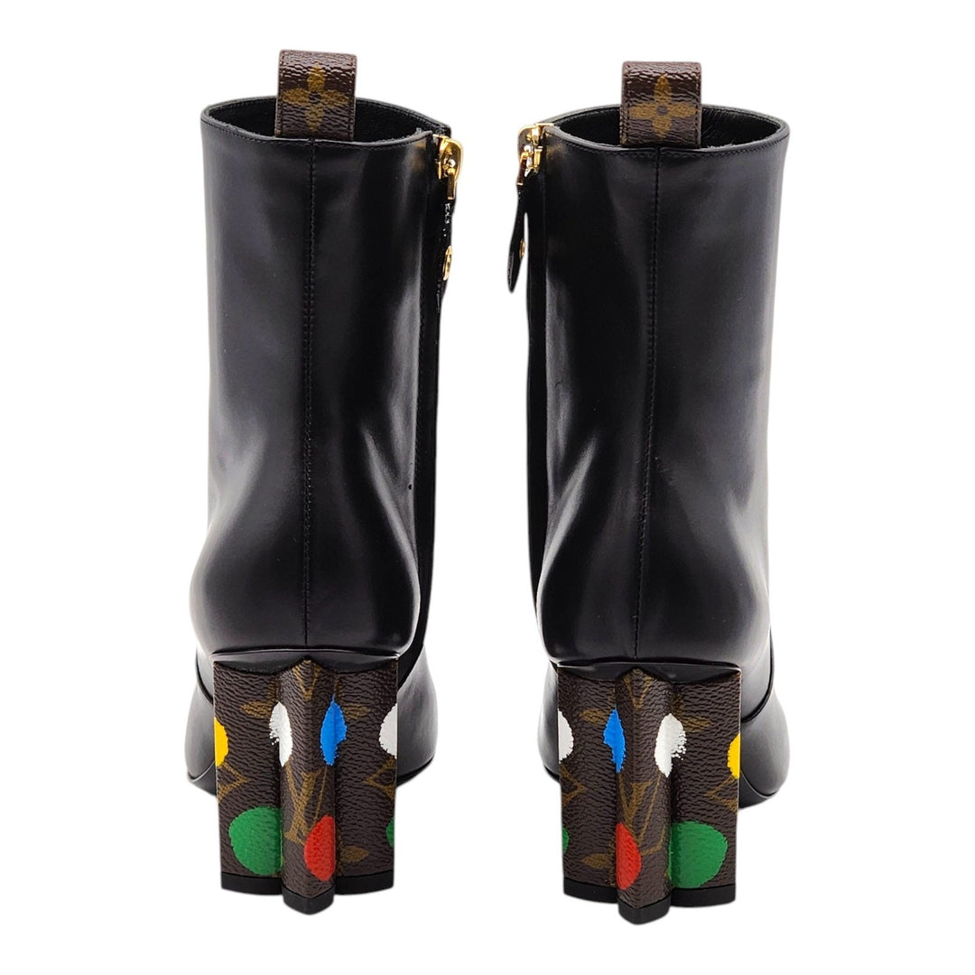 Louis Vuitton x Yayoi Kusama Ankle Leather Boots Black Monogram EU 35 US 5 - New