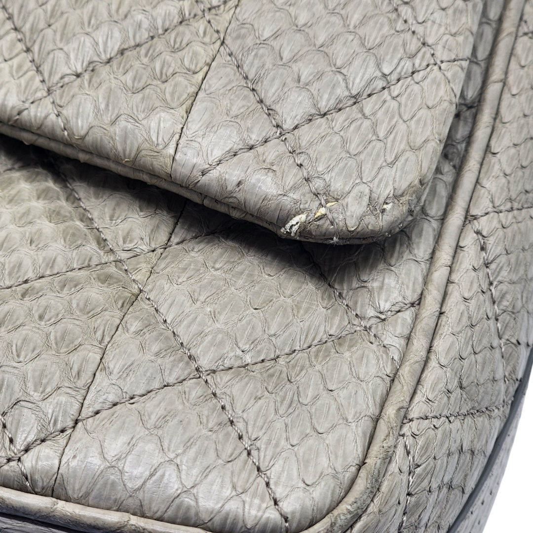 Chanel Python Easy Carry Medium Classic Flap Bag Top Handle Beige