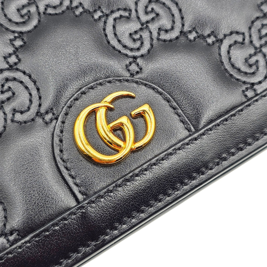 Gucci GG Marmont Leather Wallet on Chain WOC Shoulder Bag in Black
