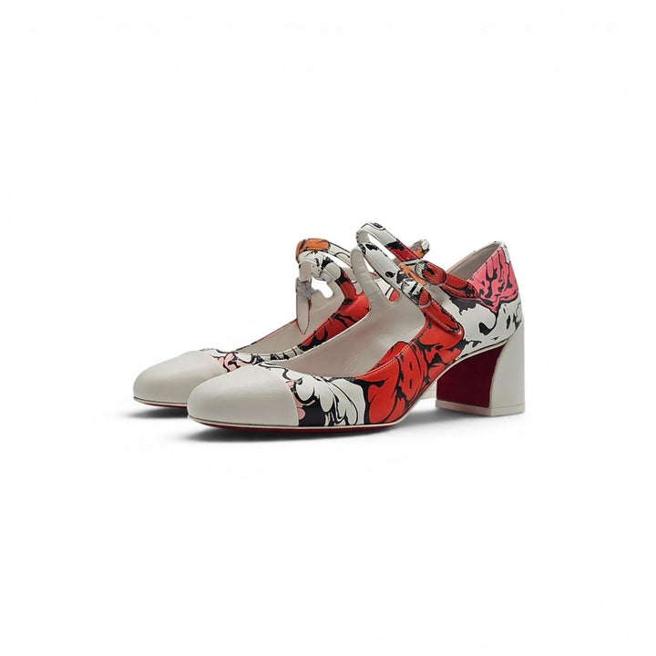 Christian Louboutin x Shun Sudo Miss Jane 55mm Leather Pumps Floral EU 37 US 7