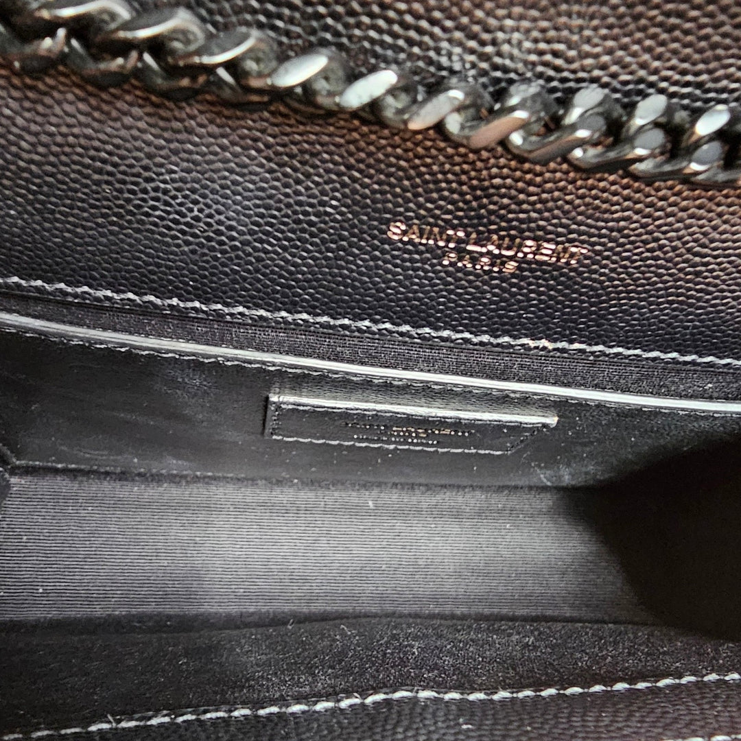 Saint Laurent Small Kate Grain de Poudre Pebbled Leather Shoulder Bag Black