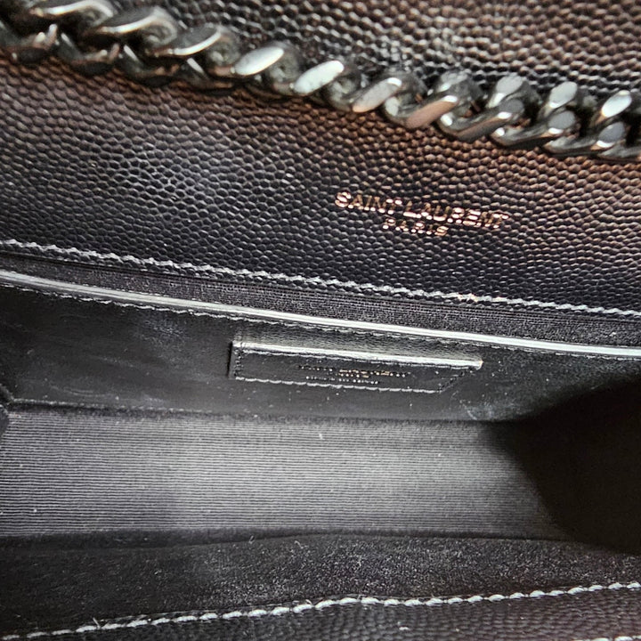 Saint Laurent Small Kate Grain de Poudre Pebbled Leather Shoulder Bag Black