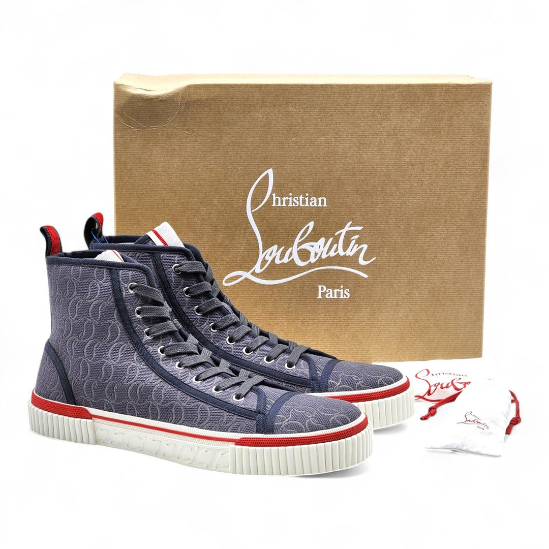 Christian Louboutin Pedro Men's Hi Top Sneakers Gray EU 45 US 12