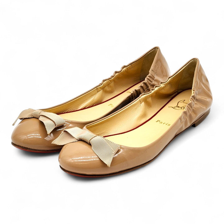 Christian Louboutin Gloriana Flat Patent Leather Ballet Flats Nude EU 38.5 US 8