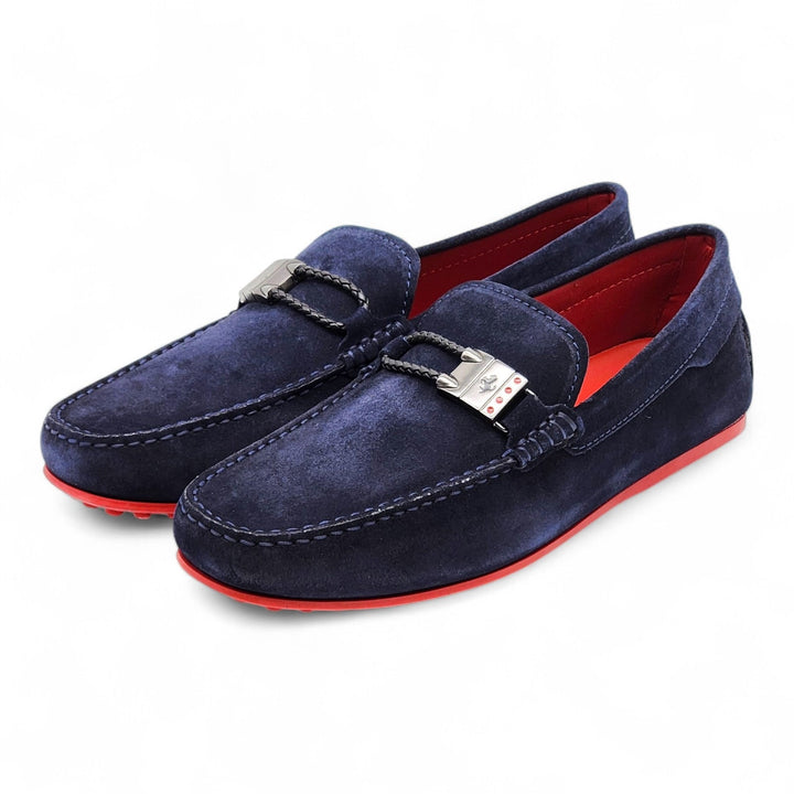 Tod’s for Ferrari Gommino Driving Suede Loafers Navy Blue UK 7 US 8.5