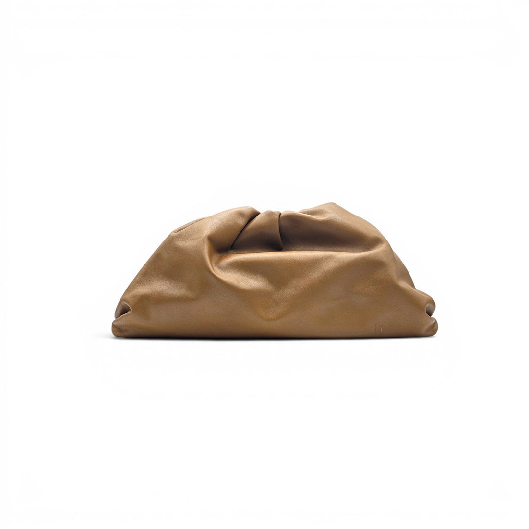 Bottega Veneta The Pouch Smooth Butter Calf Leather Oversized Clutch Tan Brown