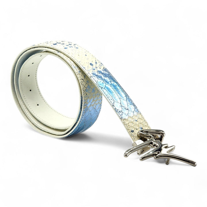 Giuseppe Zanotti Logo Crocodile Iridescent Leather Belt One Size