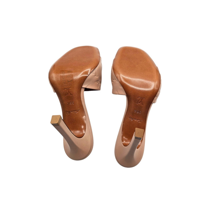 Louis Vuitton Revival Embossed Monogram Lambskin Leather Mules EU 36.5 US 6.5