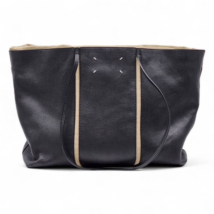 Maison Margiela Four Stitches Leather Large Tote Bag in Black