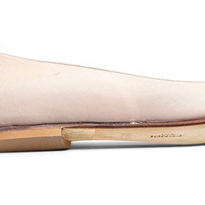 Fendi Women’s Ballet Flats Beige Leather with Crystal Hearts EU 37 US 7 - NWB