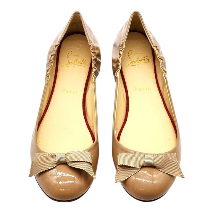 Christian Louboutin Gloriana Flat Patent Leather Ballet Flats Nude EU 40 US 9.5