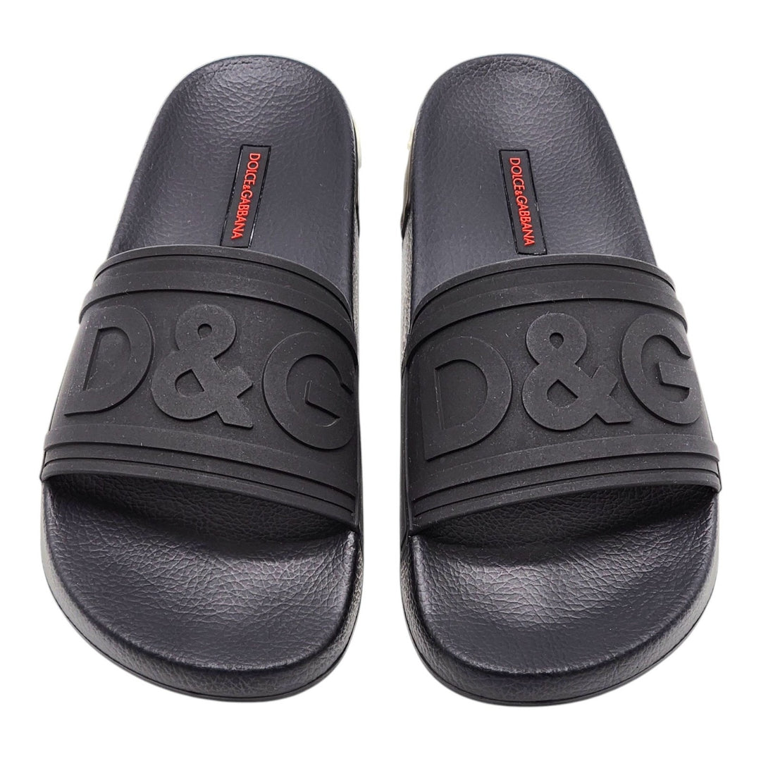 Dolce & Gabbana Logo Saint Barth Rubber Pool Slides Black EU 39 US 9