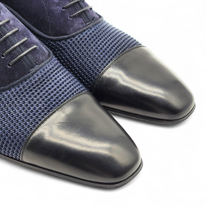 Christian Louboutin Greggo Leather and Suede Oxford Shoes Blue EU 42.5 US 9.5