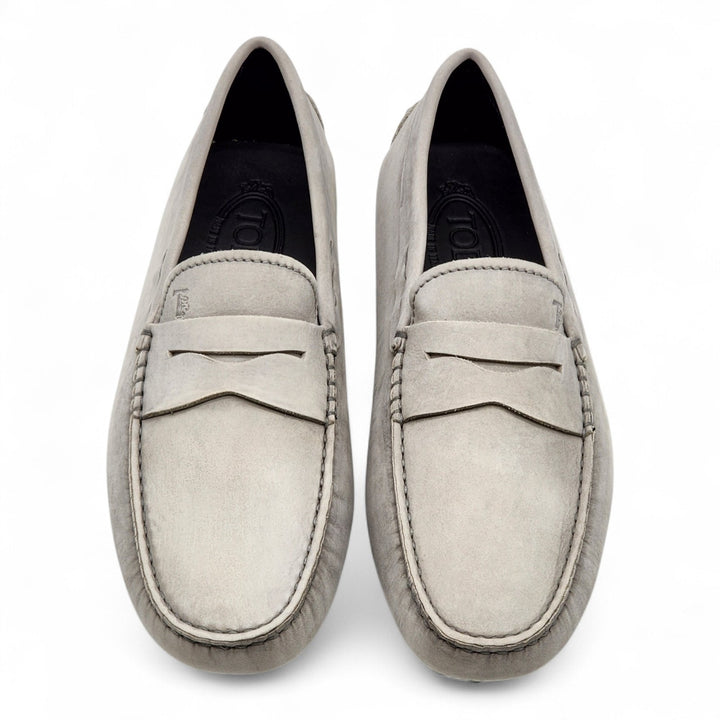 Tod's City Gommino Driving Penny Leather Loafers Gray UK 6 US 7.5