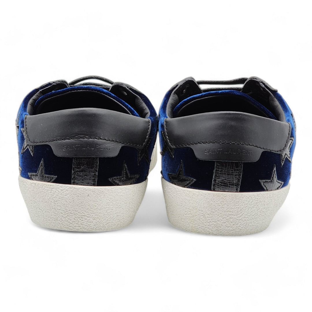 Saint Laurent Court Stars Velvet Sneakers 501610 Blue EU 41 US 8
