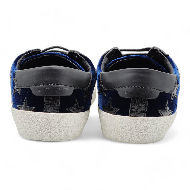 Saint Laurent Court Stars Velvet Sneakers 501610 Blue EU 41 US 8